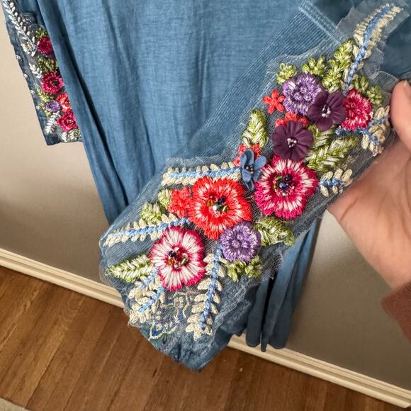 Soft Surroundings AVA Maxi Size Medium Dress Beaded EMBROIDERED Crochet - Picture 6 of 12